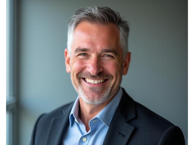 Professional headshot of Marcus Thompson, a confident man in his early 50s with a warm smile and greying temples, wearing a smart casual jacket.